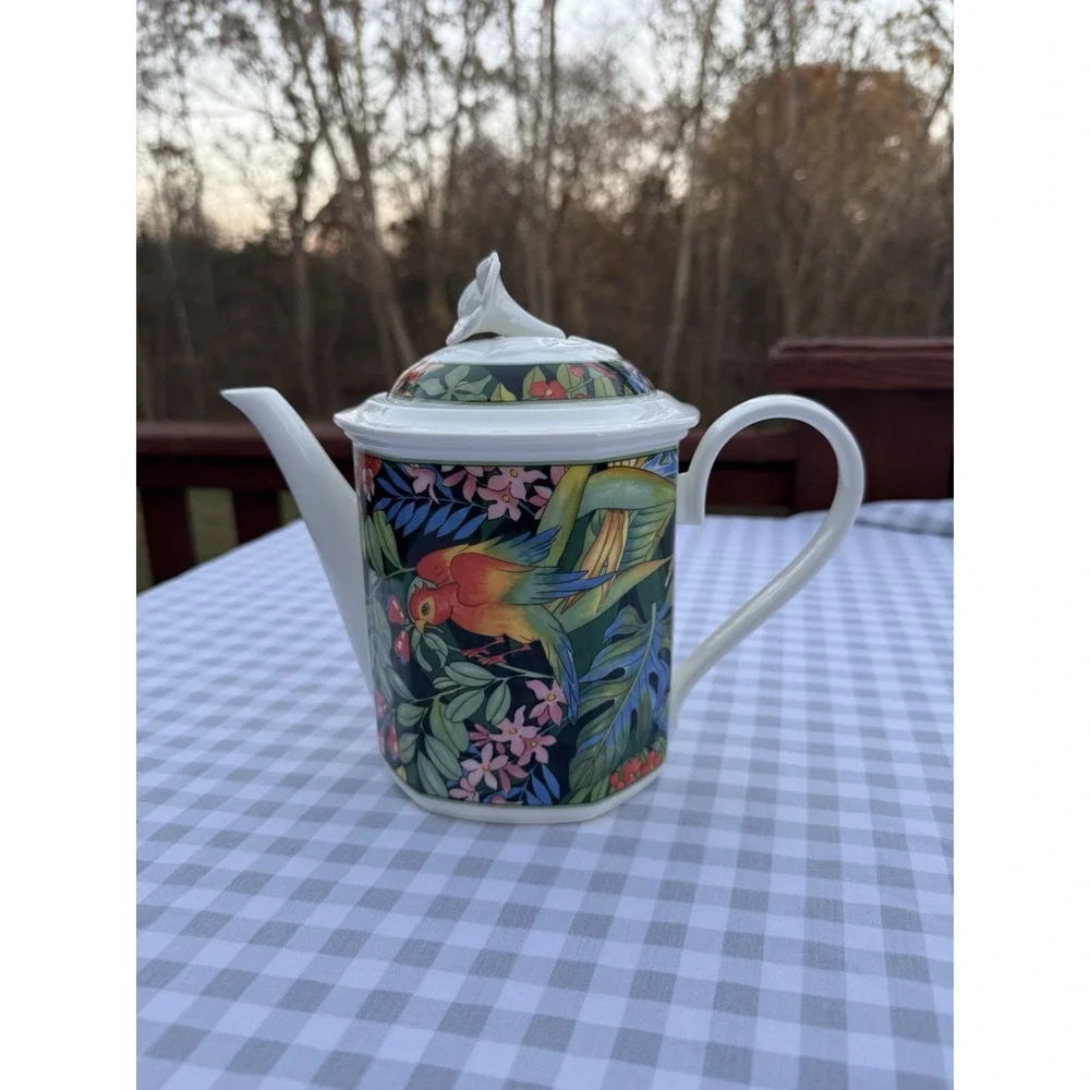 Rare Villeroy & Boch/Gallo Serengeti  Teapot & Cups Jungle Germany  Discontinued